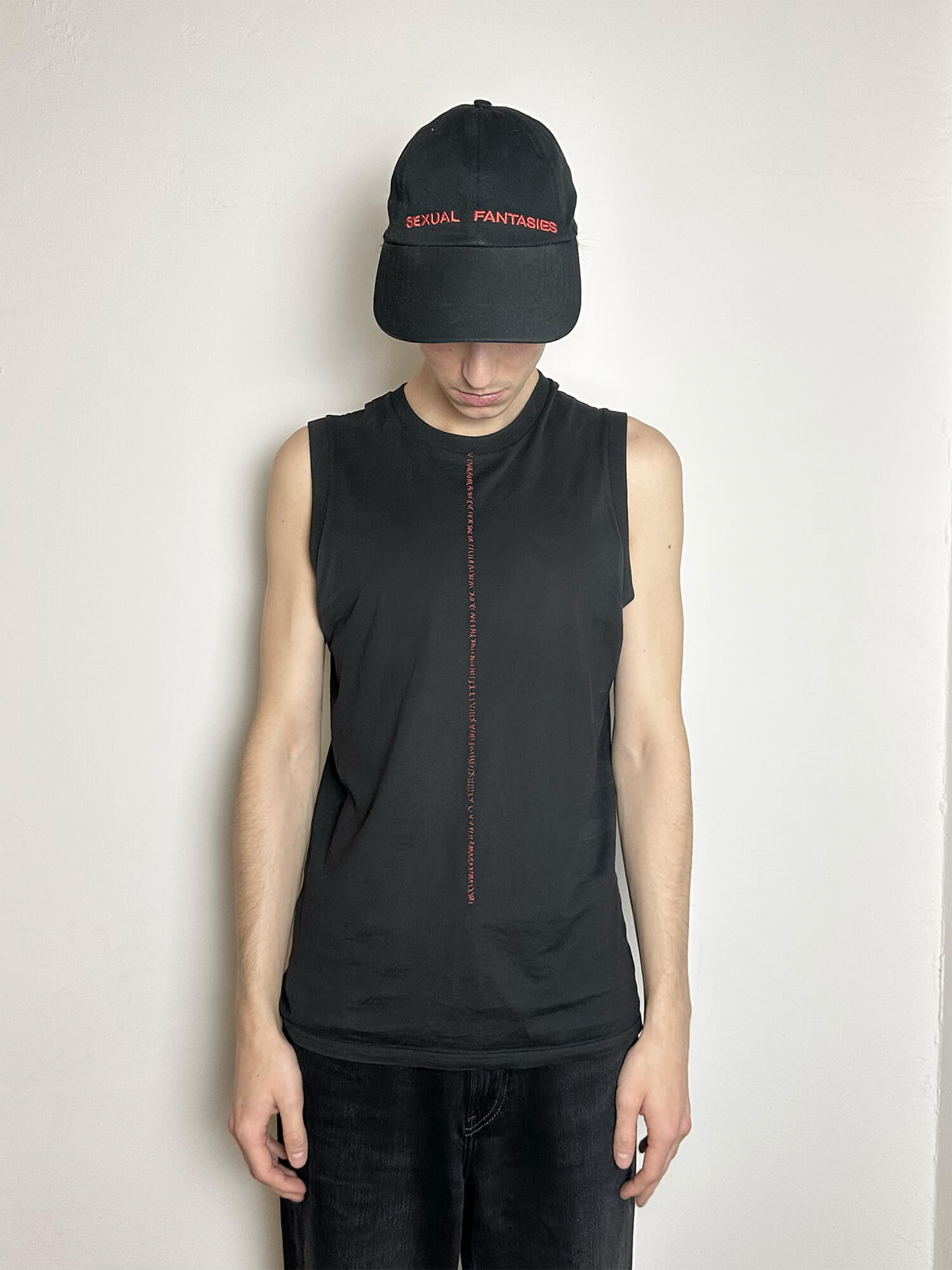 Dior Homme Red Tonal Stitched Tank Top | CLD Collective